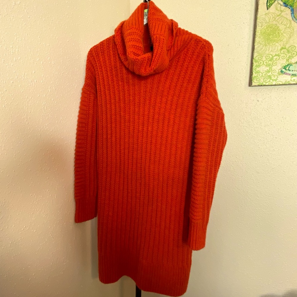 Banana Republic orange cowl merino alpaca sweater dress-sz Medium